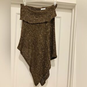 Brown Asymmetrical Knit Shawl